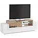 Mobile Porta Tv Pablo, Credenza Bassa Da Soggiorno, Base Porta Tv, 100% Made In Italy, Cm 160x45h51, Bianco Lucido E Acero - Foto miniatura 4