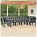 Set Salotto da Giardino 7 pz Nero e Grigio in Polyrattan - Foto miniatura 10