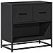 Comodino Nero 60x31x60 Cm In Legno Multistrato E Metallo - Foto miniatura 2