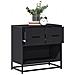 Comodino Nero 60x31x60 Cm In Legno Multistrato E Metallo - Foto miniatura 1