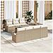 Set Divano da Giardino 8 Pezzi con Cuscini Beige Polyrattan Acacia, Divano da Giardino 2 Posti con Cuscini Beige Polyrattan - Foto miniatura 2
