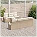 Set Divano da Giardino 8 Pezzi con Cuscini Beige Polyrattan Acacia, Divano da Giardino 2 Posti con Cuscini Beige Polyrattan - Foto miniatura 3