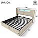 Letto In Lino Beige Con Led, Ricarica Usb E Vano Contenitore - Foto miniatura 2