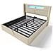 Letto In Lino Beige Con Led, Ricarica Usb E Vano Contenitore - Foto miniatura 3
