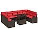 Set Divano da Giardino con cuscino 10 pcs Marrone Poly Rattan - Foto miniatura 1