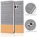 Custodia Compatibile Con Samsung Galaxy Note 5 In Grigio Chiaro Marrone - Coperchio Protettiva Con Chiusura Magnetica, Funzione Stand E Tasca Per Le Carte - Foto miniatura 4