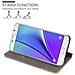 Custodia Compatibile Con Samsung Galaxy Note 5 In Grigio Chiaro Marrone - Coperchio Protettiva Con Chiusura Magnetica, Funzione Stand E Tasca Per Le Carte - Foto miniatura 7