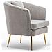 Poltrona Sedia Relax In Tessuto E Metallo Imbottita Design Moderno Grigio Oro - Foto miniatura 2