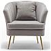 Poltrona Sedia Relax In Tessuto E Metallo Imbottita Design Moderno Grigio Oro - Foto miniatura 4