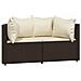 Divani Angolari Da Giardino Con Cuscini 2pz Polyrattan Marrone - Foto miniatura 2