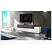 Mobile Porta Tv Nico, Credenza Bassa Da Soggiorno, Base Porta Tv, 100% Made In Italy, Cm 240x45h52, Bianco Lucido E Ardesia - Foto miniatura 1