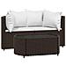Set Mobili Da Giardino 3 Pz Con Cuscini In Polyrattan Marrone - Foto miniatura 1