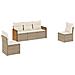 Set Divano da Giardino 5 pz con Cuscini Beige in Polyrattan - Foto miniatura 1