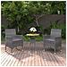 Set da Pranzo per Giardino 3 pz in Polyrattan Grigio - Foto miniatura 2