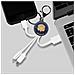 Cavo Usb 3 In 1 Micro-usb / Usb-c / Lightning Design Portachiavi Astrologia Gemelli, Bianco - Foto miniatura 2
