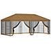 Gazebo con pareti laterali 6 x 3 m Beige Poliestere e Acciaio - Foto miniatura 1