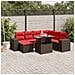 Set Divani da Giardino 8 pz con Cuscini Marrone in Polyrattan - Foto miniatura 2