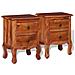 2 Pz Set Comodini Con Cassetti In Legno Massello Di Acacia - Foto miniatura 3