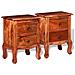 2 Pz Set Comodini Con Cassetti In Legno Massello Di Acacia - Foto miniatura 5