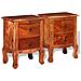 2 Pz Set Comodini Con Cassetti In Legno Massello Di Acacia - Foto miniatura 6