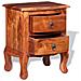 2 Pz Set Comodini Con Cassetti In Legno Massello Di Acacia - Foto miniatura 7
