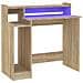 Scrivania con Luci LED Rovere Sonoma 97x45x90 cm in Multistrato - Foto miniatura 1
