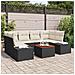 Set divano giardino 7 pezzi con cuscini Nero Polyrattan Acacia - Foto miniatura 2