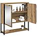 Mobiletto da bagno con specchio Rovere Artigianale 60x16x60 cm Legno Ingegnerizzato - Foto miniatura 3