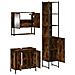 Set Mobili da Bagno 3 pz Rovere Fumo in Legno Multistrato - Foto miniatura 5