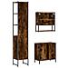 Set Mobili da Bagno 3 pz Rovere Fumo in Legno Multistrato - Foto miniatura 8