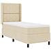 Letto a molle con materasso Crema 90 x 190 cm Tessuto - Foto miniatura 1