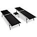 Lettini Prendisole 2 pz con Tavolo in Acciaio e Textilene Nero - Foto miniatura 2