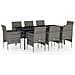 Set Da Pranzo Per Giardino 9 Pz Con Cuscini Grigio E Nero - Foto miniatura 2