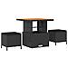 Set di divani giardino 8 pezzi con cuscini in polyrattan nero e acacia, Set da pranzo giardino 3 pezzi con cuscini in polyrattan nero e acacia - Foto miniatura 3