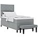 Letto con Rete a Molla con Materasso & Panchina Grigio Chiaro 100x200 cm Tessuto - Foto miniatura 1