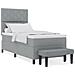 Letto con Rete a Molla con Materasso & Panchina Grigio Chiaro 100x200 cm Tessuto - Foto miniatura 4