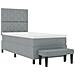 Letto con Rete a Molla con Materasso & Panchina Grigio Chiaro 100x200 cm Tessuto - Foto miniatura 8
