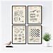 Set Di 4 Stampe Vintage Lamine Con Brevetti Di Gioco Da Tavolo. Poster Con Inventamenti E Brevetti. Scegli Il Colore Che Più Ti Piace Cornice Nera A4 - Foto miniatura 1