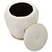 Pouf Contenitore Paris Crema E Gold In Velluto - Ø 43 X H 43 Cm - Foto miniatura 4