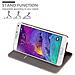 Custodia Compatibile Con Samsung Galaxy Note 4 In Grigio Chiaro Marrone - Coperchio Protettiva Con Chiusura Magnetica, Funzione Stand E Tasca Per Le Carte - Foto miniatura 2