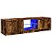 Mobile Porta Tv Con Luci Led Rovere Fumo 140x40x35,5 Cm - Foto miniatura 1