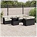 Set Divani Da Giardino 10pz Con Cuscini In Polyrattan Nero - Foto miniatura 1