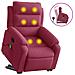 Poltrona Alzapersona Massaggio Reclinabile Rosso Vino Velluto - Foto miniatura 1