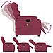Poltrona Alzapersona Massaggio Reclinabile Rosso Vino Velluto - Foto miniatura 6