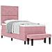 Letto con Rete A Molla con Materasso & Panchina Rosa 80x200 cm Velluto - Foto miniatura 1