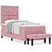 Letto con Rete A Molla con Materasso & Panchina Rosa 80x200 cm Velluto - Foto miniatura 4