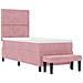 Letto con Rete A Molla con Materasso & Panchina Rosa 80x200 cm Velluto - Foto miniatura 8