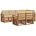 Set divani 7 pcs Naturale e Beige Legno di Acacia Massello - Foto miniatura 1