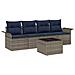 Set Divano da Giardino 5 pcs Grigio e Blu Navy polyrattan - Foto miniatura 1