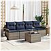 Set Divano da Giardino 5 pcs Grigio e Blu Navy polyrattan - Foto miniatura 2